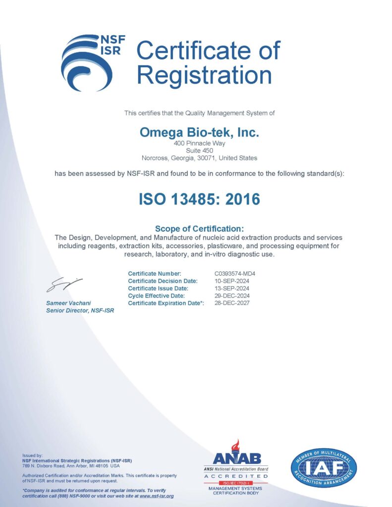 ISO 13485:2016 Certificate of Registration