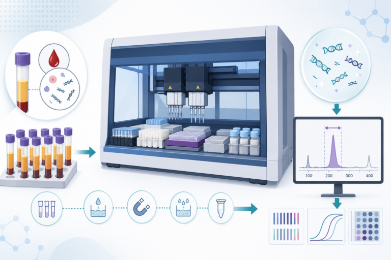 High-Throughput, Fully Automated Cell-Free DNA Extraction from up to 10 mL Serum Samples